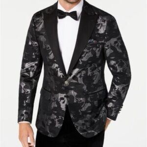 Tallia Men's Slim-Fit Black/Silver Jacquard Dinner Jacket